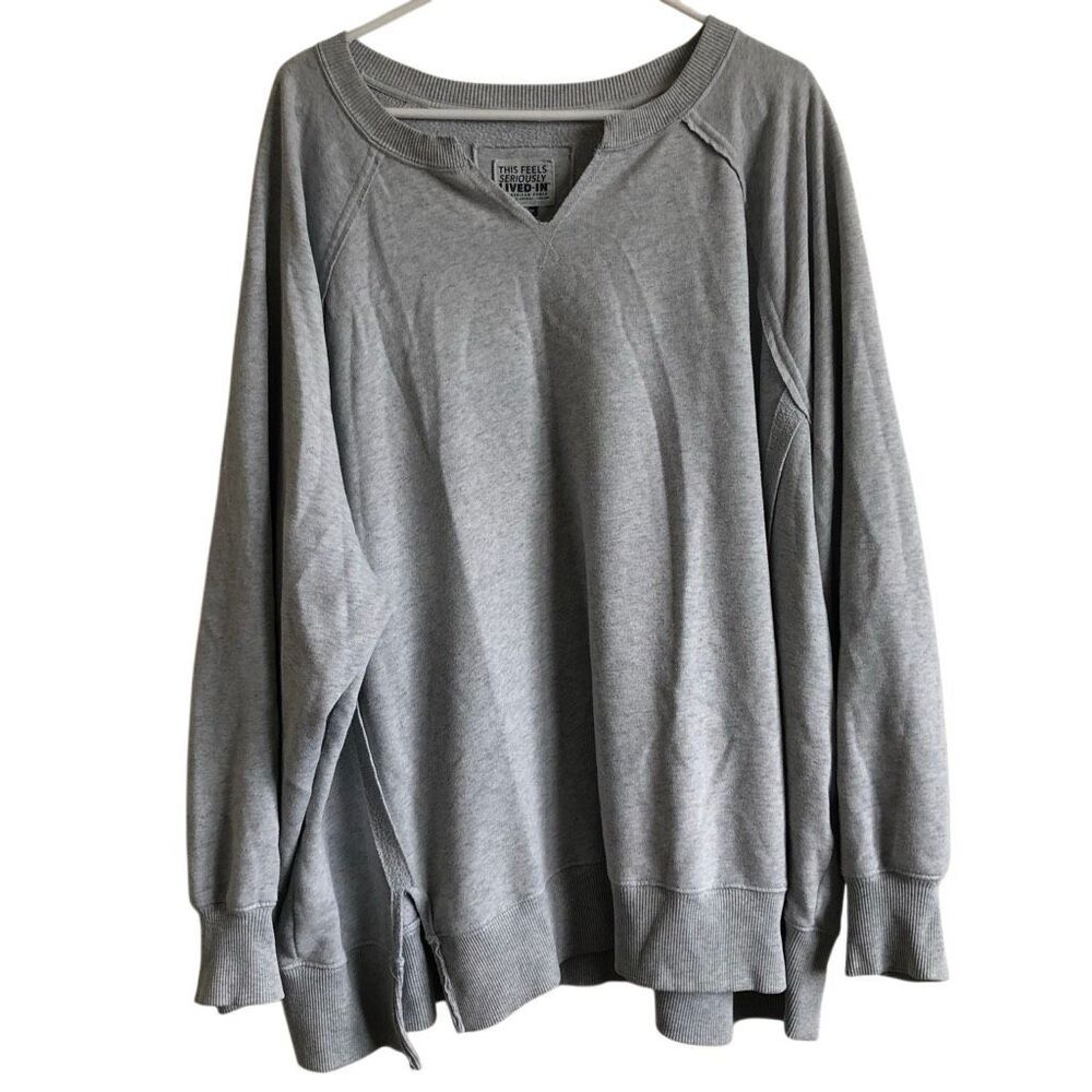 American Eagle Gray Seriously Lived in Oversized Sweatshirt XXL recycled blend p